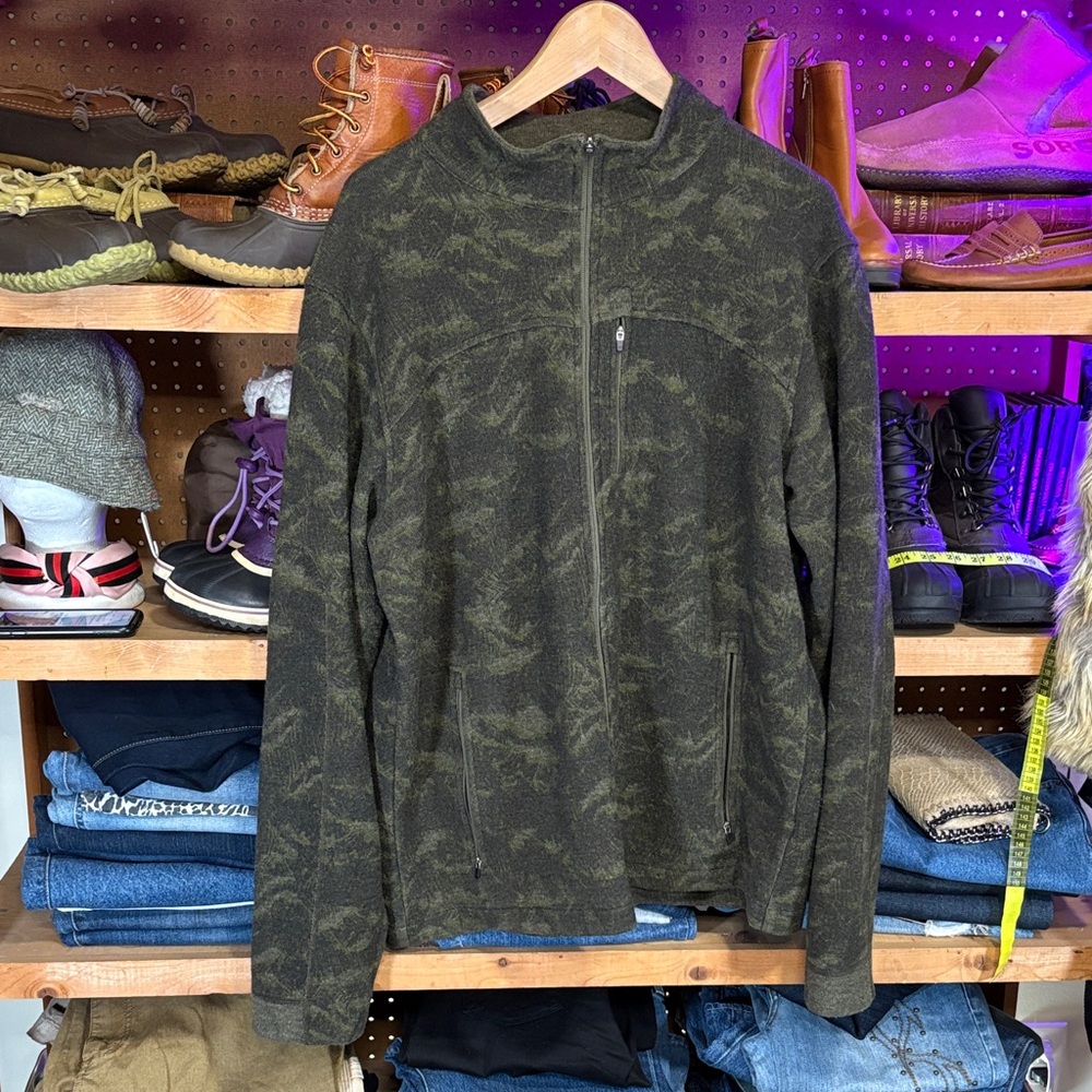 Ibex Men’s Merino Wool Full Zip Jacket Olive Camo Heather XL